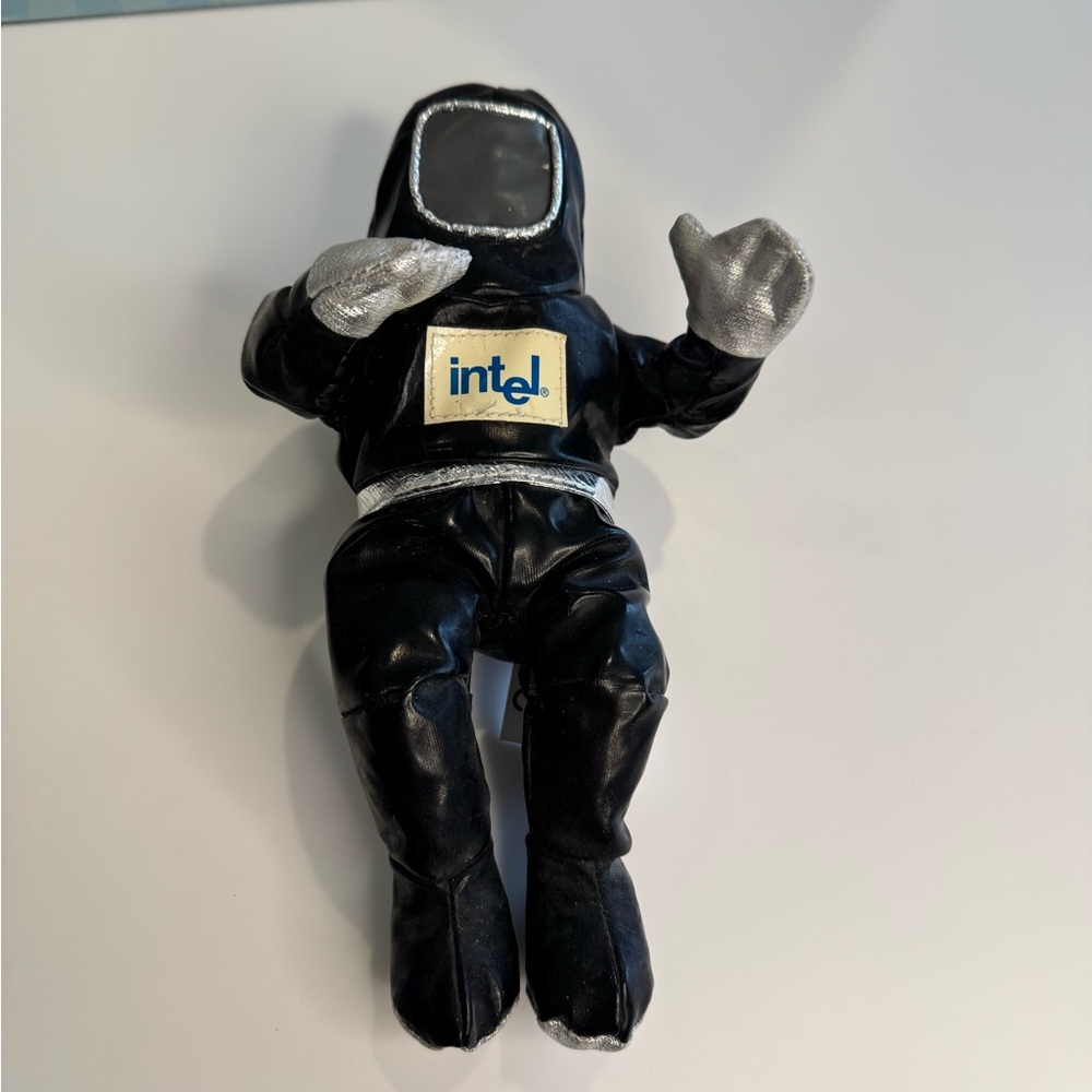 Vintage 1990s Intel Bunny People figure in a cleanroom "bunny suit".